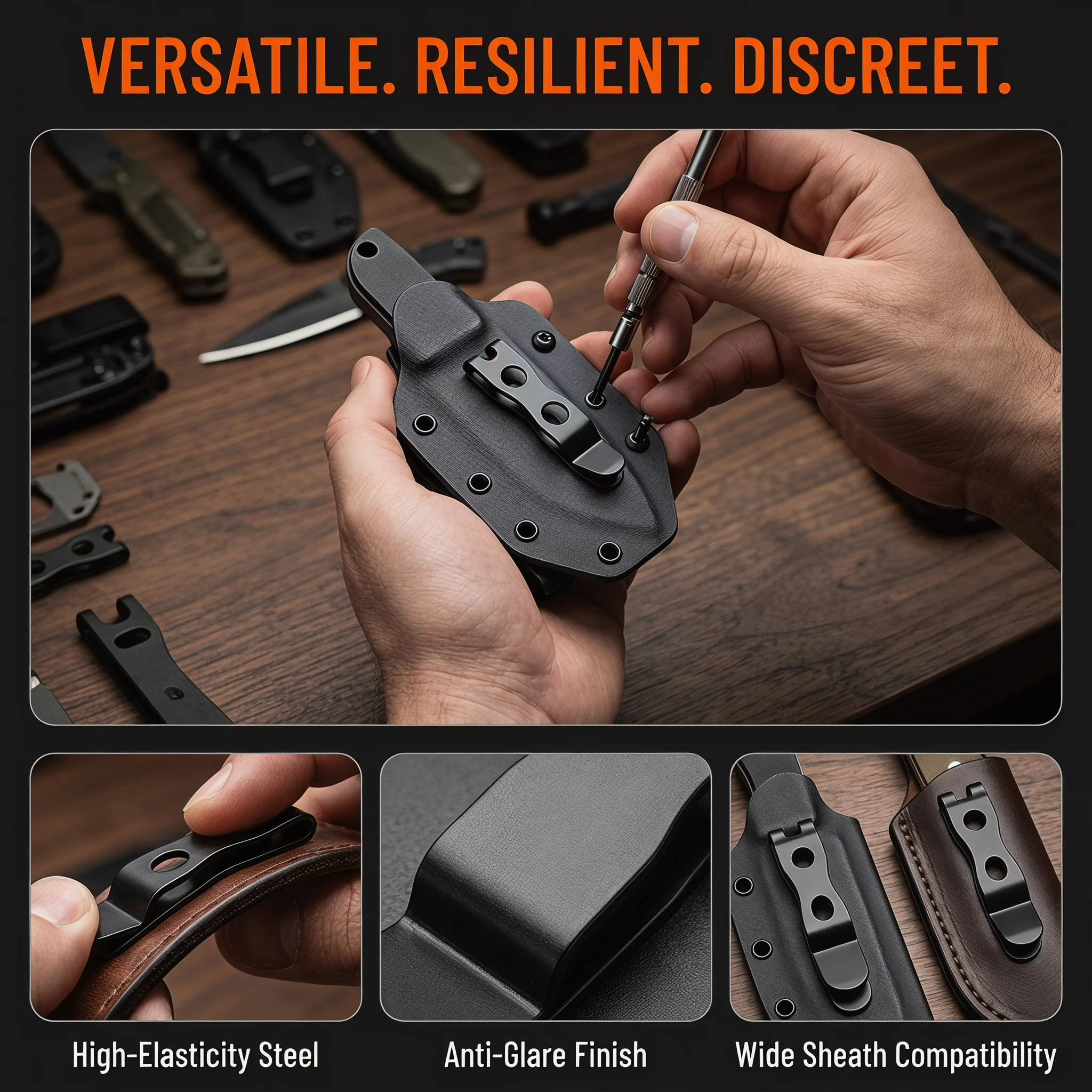 Outdoor K Sheath Waist & Back Clip, Quick Draw Cutter Sheath Buckle, Belt Holster Accessory R7UB