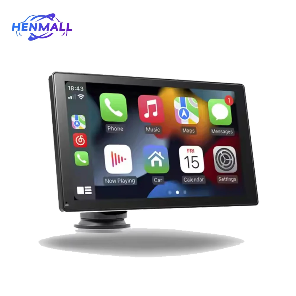 Henmall Car Stereo 9 Inch Portable MP5 Multimedia Audio Player FM Carplay Android Auto Touch Screen Single Din Car Radio