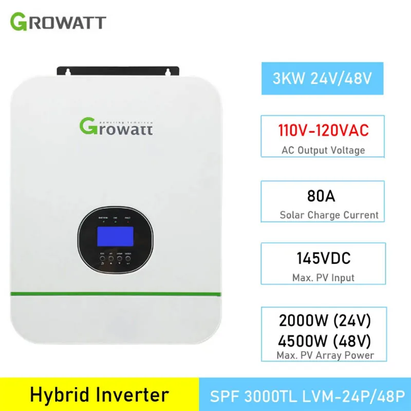 

In Stock Growatt 50/60Hz Placa Inversor Senoidal Pura Max. Efficiency Up To 97% 3000W Inverter Solari