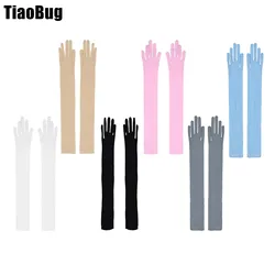1 Pair Women Mesh See Through Sheer Gloves Stretchy Full Finger Long Gloves Mittens for Sun Protection