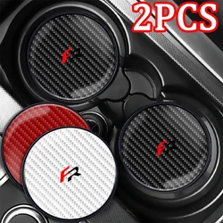 1/2Pc Car Carbon Fiber Coaster Water Cup Slots Non-Slip Pad For Seat Leon FR Altea Ibiza Toledo Cordoba Alhambra Car Accessories