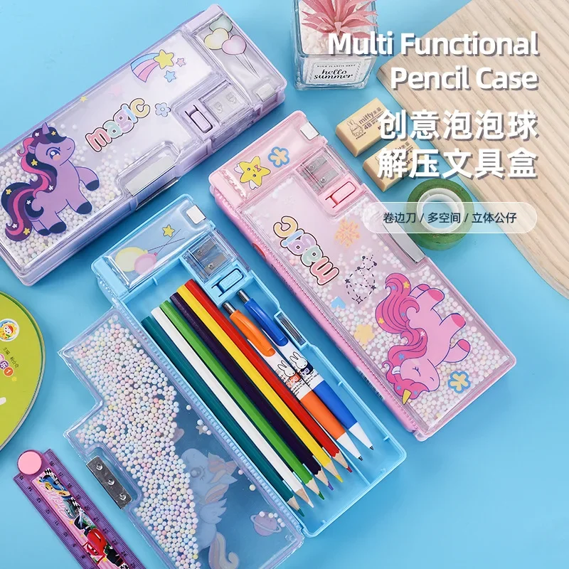 New Creative Bubble Ball Multi-functional Decompression Stationery Box Student Large Capacity Pencil Sharpener Pencil Case