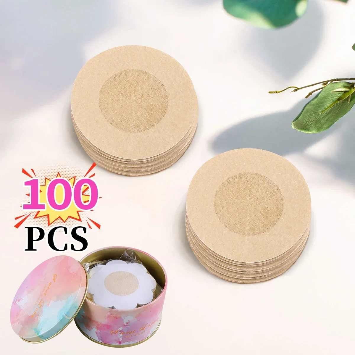 100Pcs Nipple Sticker Disposable Invisible Chest Sticker Non-woven Bra Breast Patch Bra-less Pasties Pad Nipple Cover Stickers