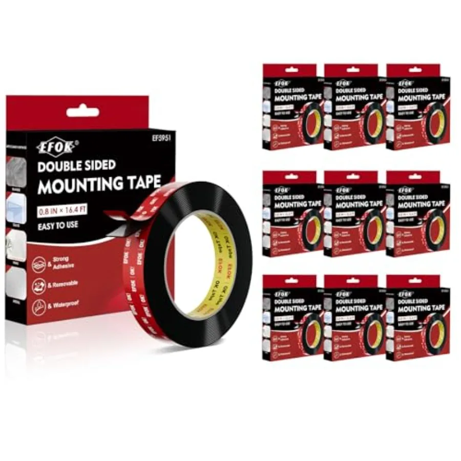 

10 Packs Double Sided Tape Heavy Duty Mounting Tape 0.8 in X 16.4 Ft Adhesive Tape for Wall Foam Tape Waterproof for Automotive