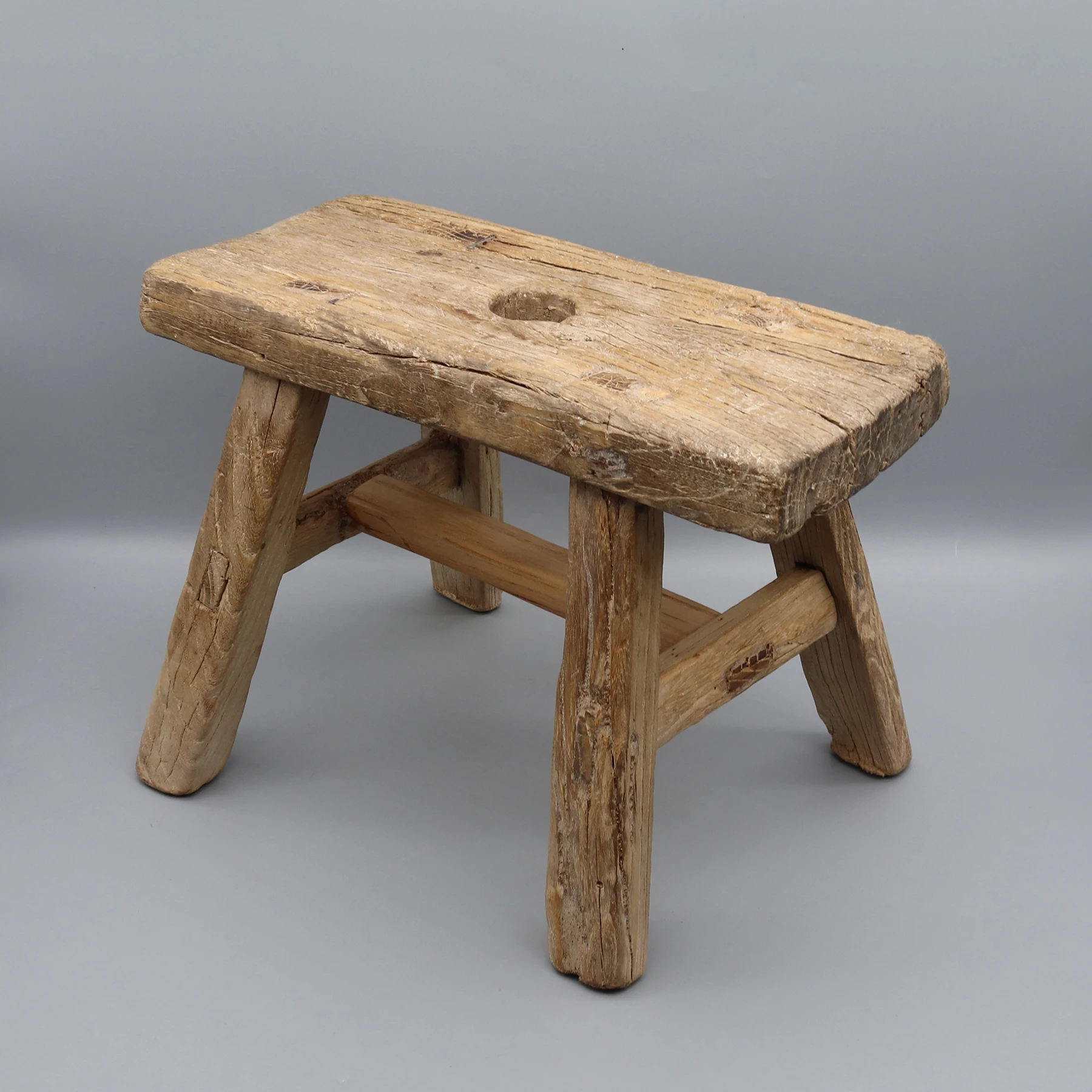 

Old Rustic Stool from Northern China, Functional Bathroom Bench, Small Side Table