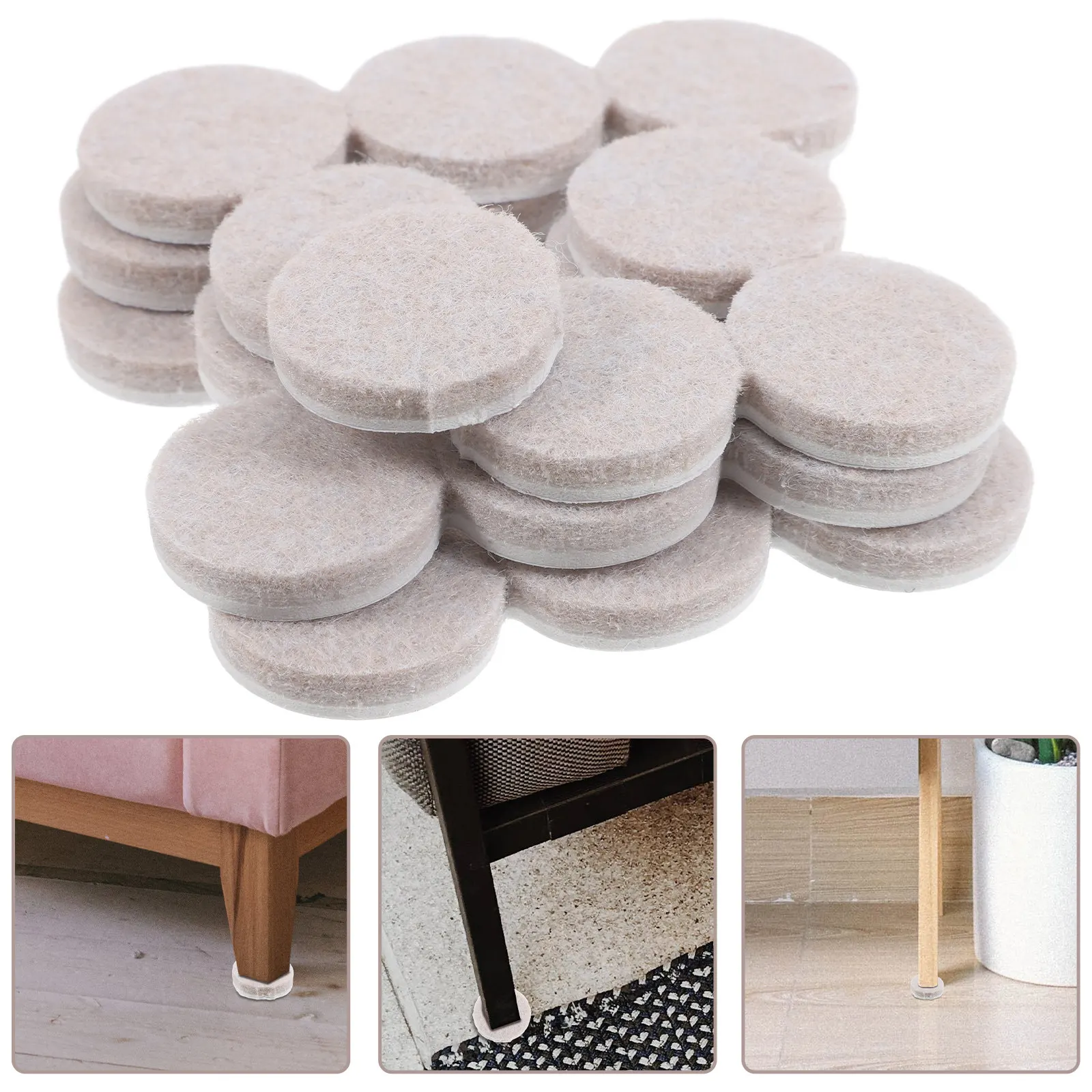 24Pcs Felt Furniture Floor Protectors for Chairs Tables Stools Hardwood Floor Protection Anti Scratch Quiet Movement Non Slip