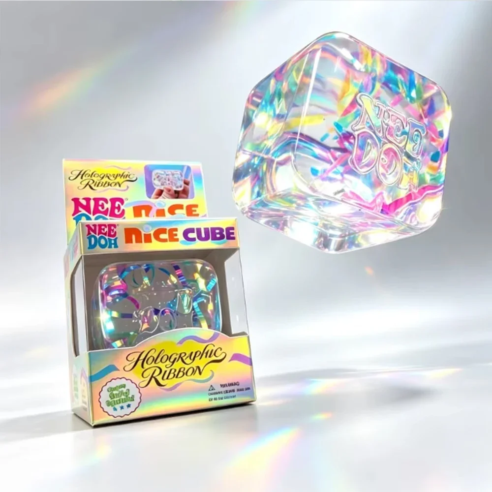 Needoh 5.5cm Holographic Ribbon Squishy Toy Squeeze Sensory Colorful Knead Stretch Anxiety Relief ADHD Fidget Leisure Adult Gift