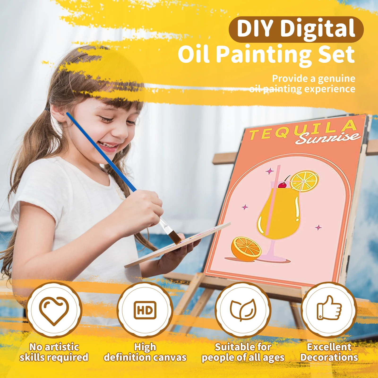 مجموعة أرقام طلاء الكوكتيل الرجعية مع فرش وأصباغ الكبار رسمت باليد طقم الطلاء الزيتي تصميم قماش مقاوم للماء ل Adu