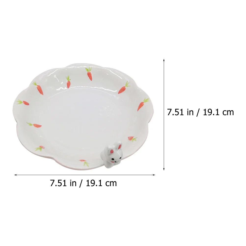

Ceramic Cartoon Rabbit Shape Plate Food Serving Tray Hand-Painted Decorative Breakfast Dinner Salad Holder Children Tableware