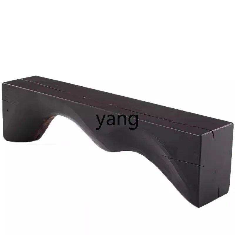 

LHM wabi sandy wind log floor-to-ceiling long TV cabinet pure solid wood carbonized decorative cabinet platform