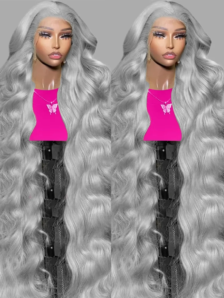 فضي رمادي ملون خصلات الشعر المستعار الإنسان الجسم موجة 13x6 HD الدانتيل الباروكات الأمامية موجة المياه ريمي الشعر البرازيلي تأثيري 613 باروكات الإنسان