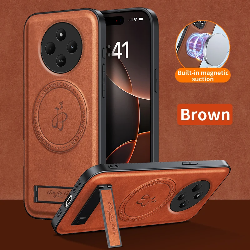 Для Redmi A4 5G Poco C75 C65 Магнитный защитный кожаный чехол для телефона с беспроводной зарядкой, силиконовый мягкий чехол на заднюю панель