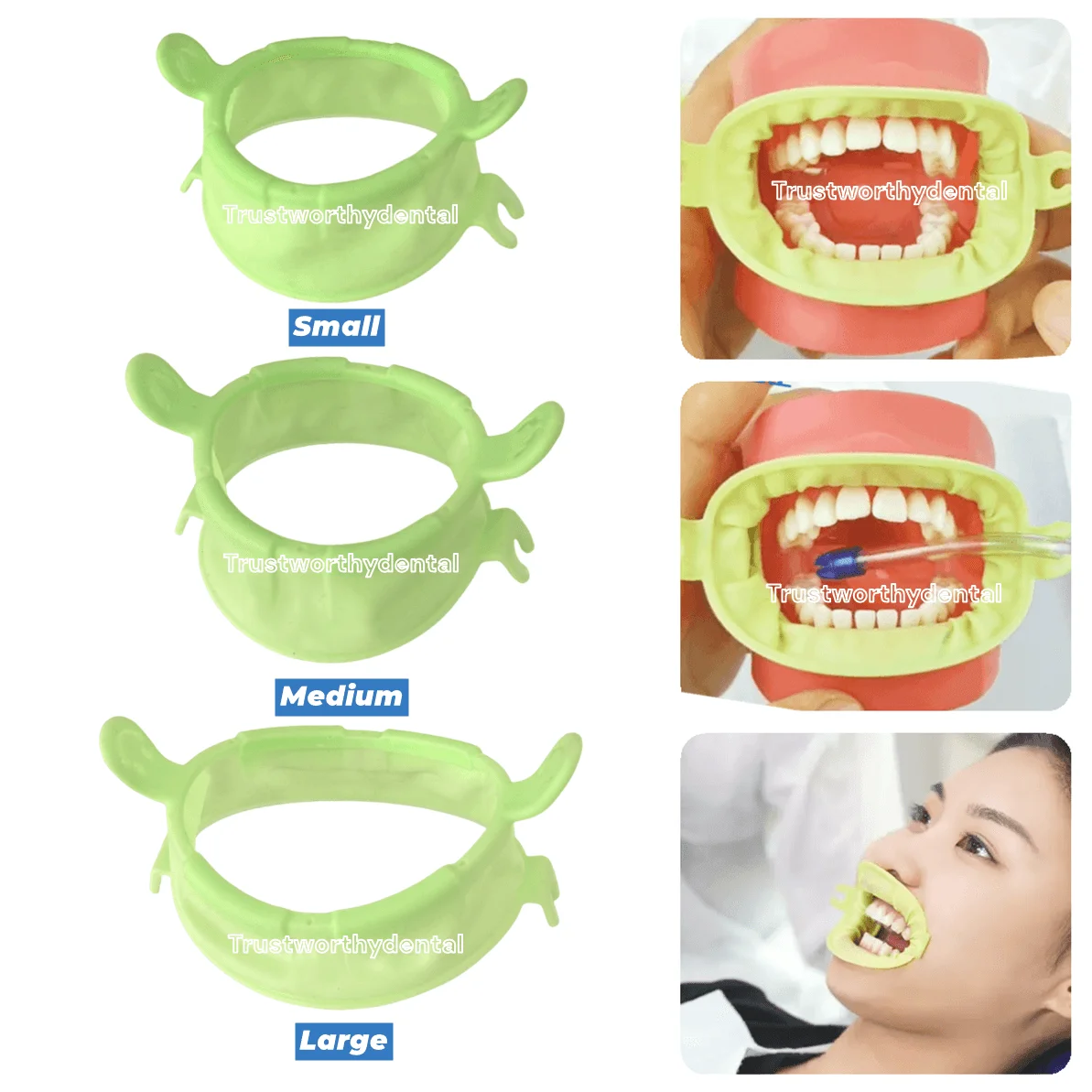 Dental Lip Cheek Retractor With Saliva Suction Holder Mouth Opener Soft Silicone Smile Face Optragate Small Medium Large