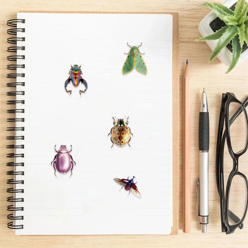 50PCS Stickers of Various Cute Insects and Beetles Insect Teaching Aids Stickers Collectible Stickers for Insect Lovers
