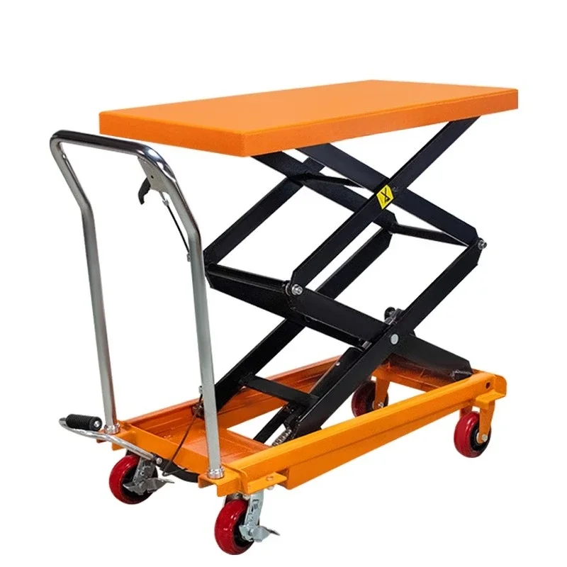

Manual hydraulic mobile small scissor trolley, unloading and handling bracket lifting platform