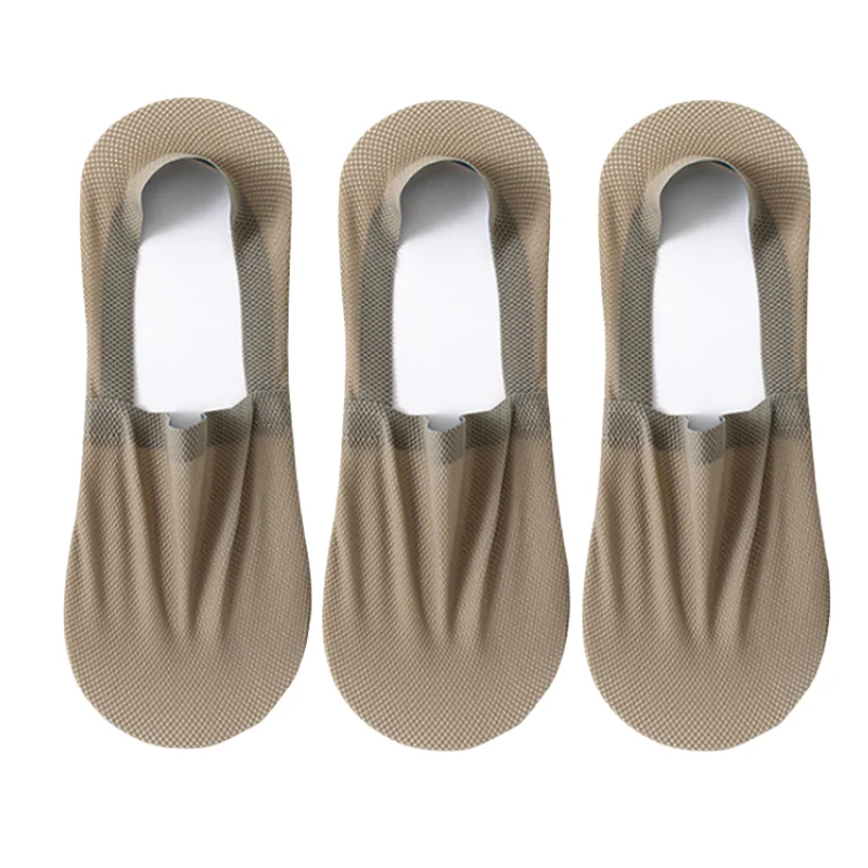3Pairs Mannen Bootsokken Dunne Ademende Zachte Casual Zomer Onzichtbare Sok Hoge Kwaliteit Effen Kleur Siliconen Antislip Low cut Sox