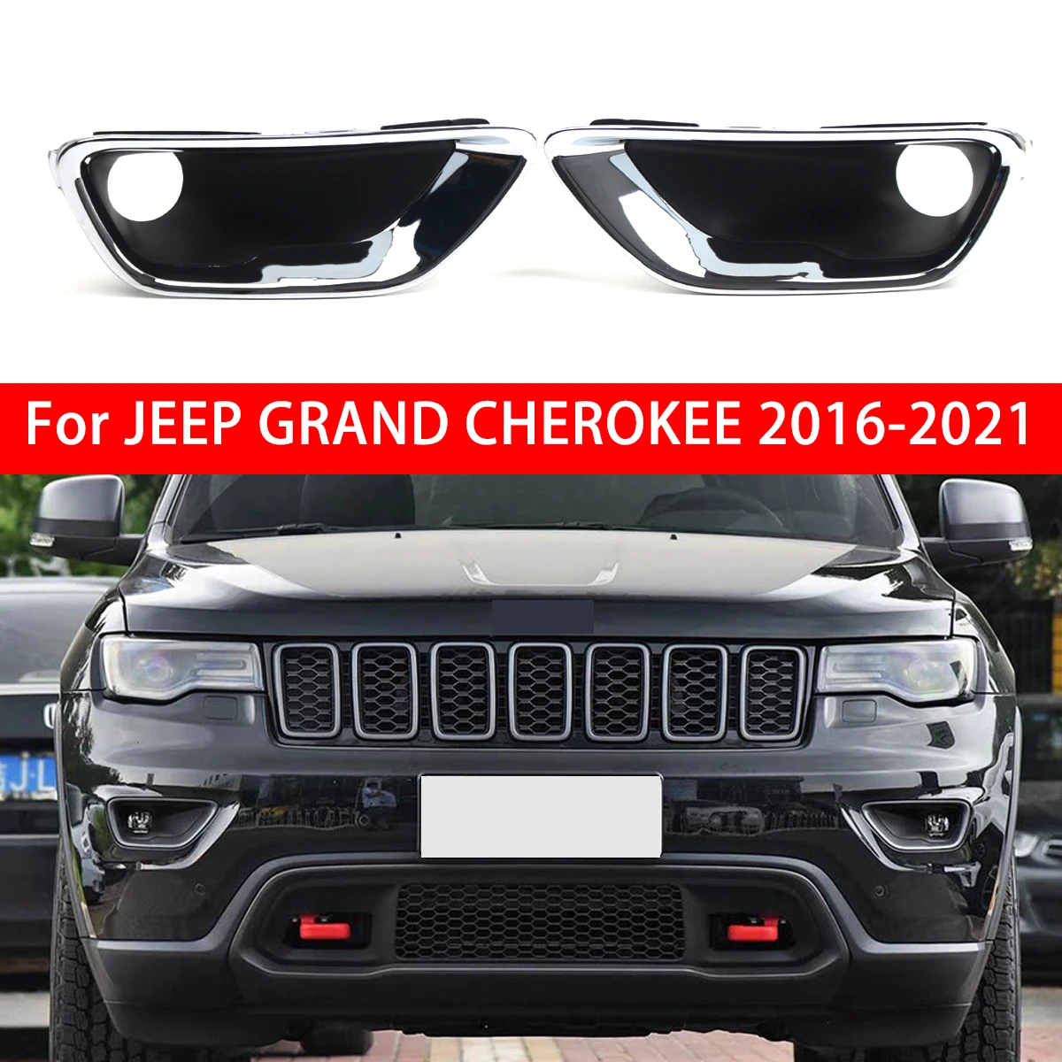 

Car Front Bumper Fog Light Grill Frame Fog Lamp Bezel 68261710AA 68261711AA For Jeep Gand Cherokee 16-22 WK 2022