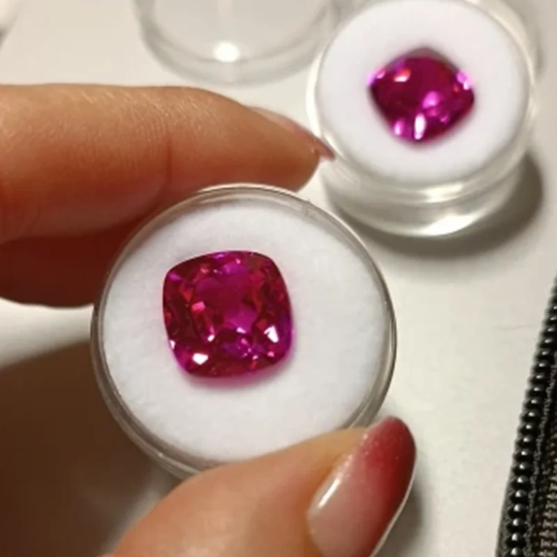 Hübscher Rubinschmuck im Kissen-Schliff 10×10mm, UV-Test bestanden, rosa Rubin, Mohs-Härte, für Schmuckherstellung/Sammlung/Geschenk, Edelstein – Detail 1