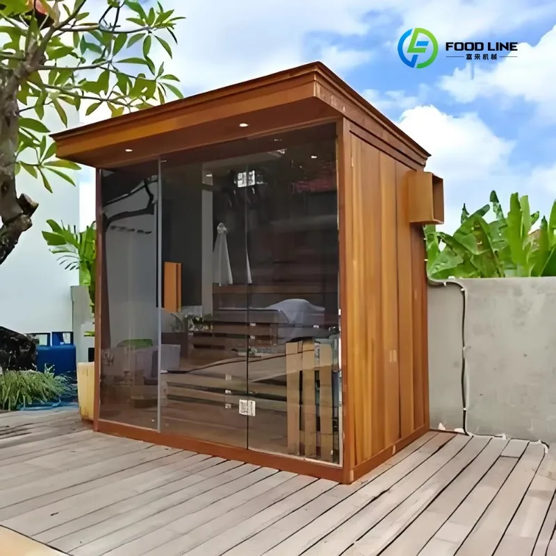 FL New Design Large Outdoor Sauna Room Thermo Wood/Hemlock Dry Steam Sauna Bath with Far Infrared Sauna Stove for 4-6  Custom