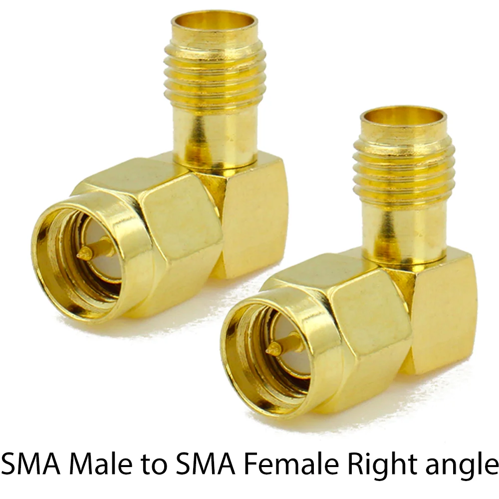 موصل SMA إلى SMA ذكر الكوع محول 90 درجة محول محوري الزاوية اليمنى موصل محول لواي فاي هوائي FPV
