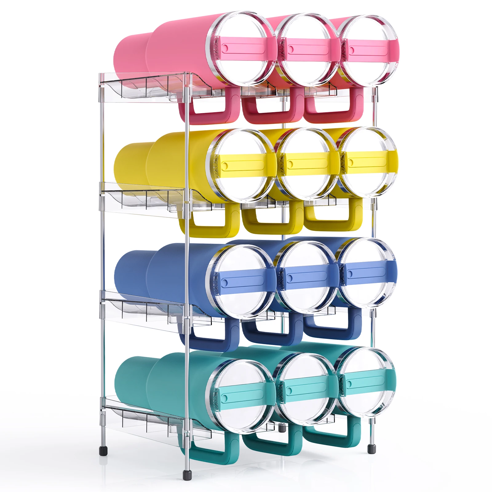 2/3/4 Schichten Wasserflaschen-Aufbewahrungsregal für Stanley 40oz verstellbarer Tumbler Organizer Schrank stapelbares Getränke-Weinregal