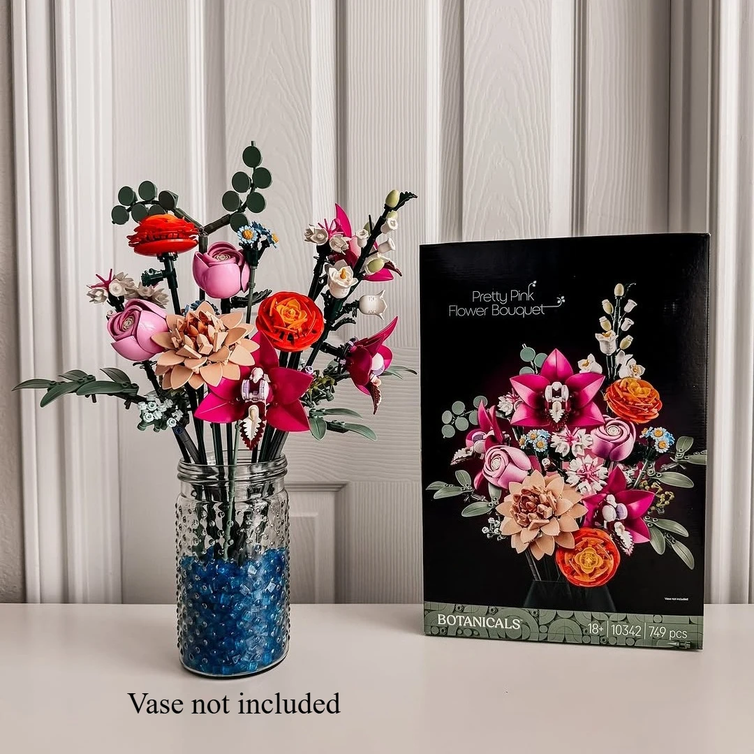 

749 шт., креативный красивый розовый букет цветов, строительные блоки, ботаническая коллекция, сборные кирпичи, игрушка в подарок для девочек и женщин