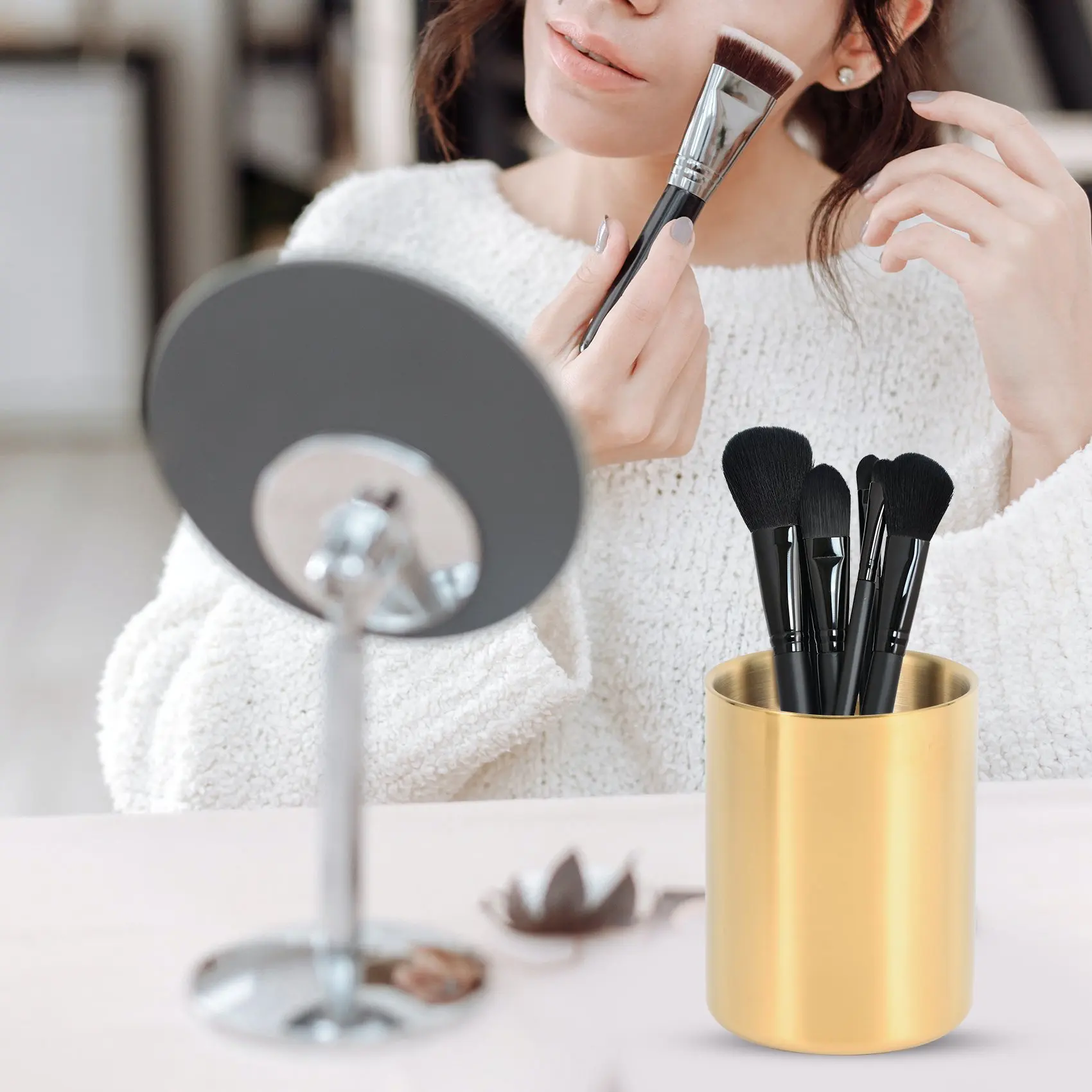 Delicate Texture-Pencil Cup Holder Desk Organizer Gold Pen Pot Pen Holder Container Desktop Stationery Organizer Table Vases Flo