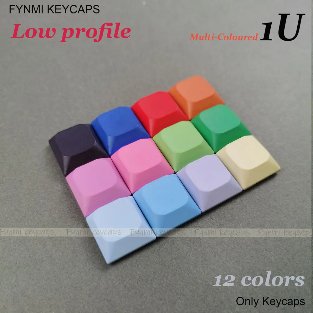 Fynmi Low Profile Multi-Colored 12 Colors 1U Keycaps for Keychron Gateron Kailh MX Switch