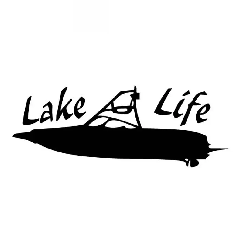 Car Stickers Lake Life Simple Boat PVC Car Decoration Accessories Decals Creative Waterproof Sunscreen Black/white,15cm*6cm