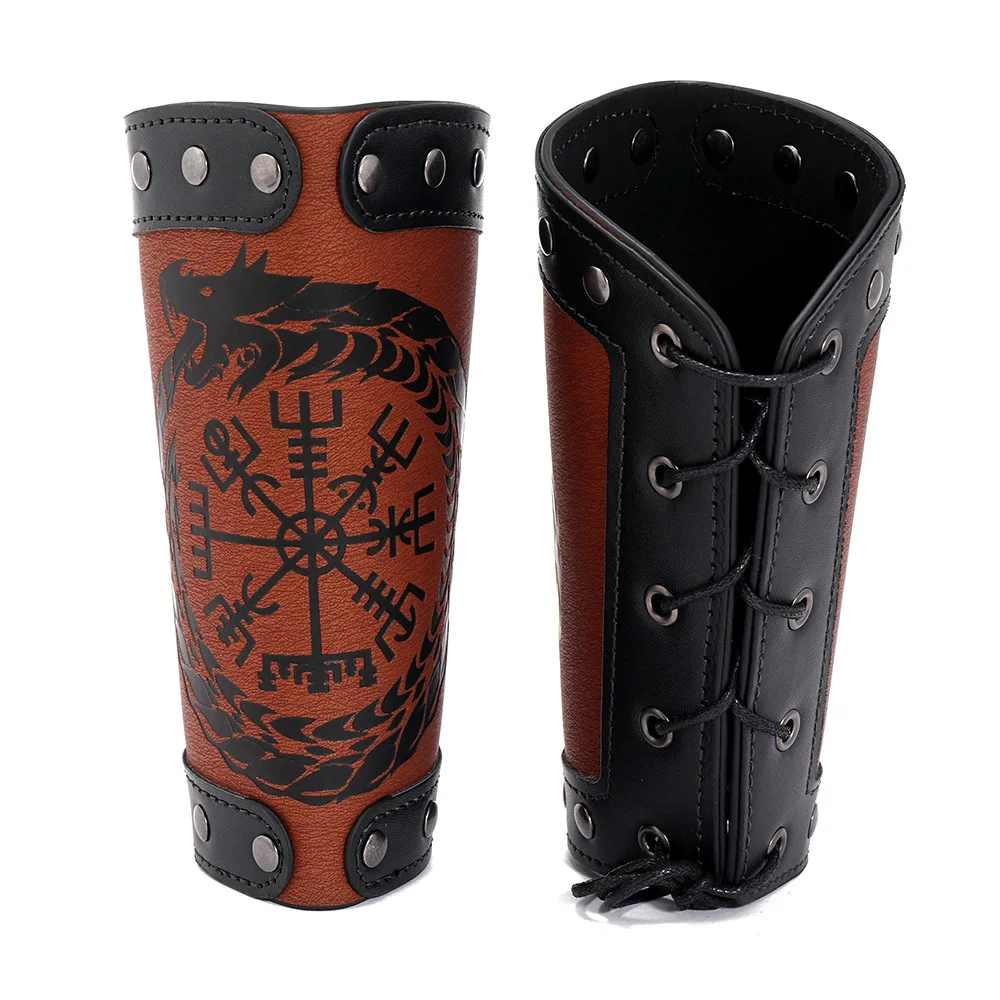 Archery Arm Guard Hand Protector Compass Handmade Leather Forearm Protector Bracers Protect Forearm From Bounce of Bowstring