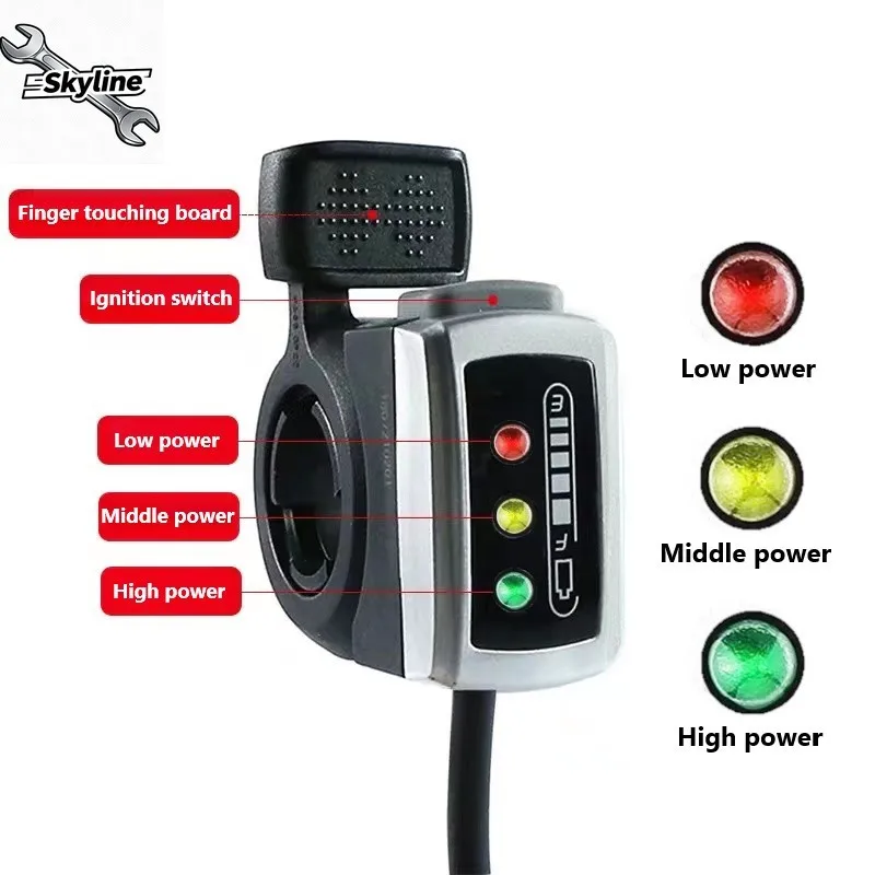 24V/36V/48V 106DX E-bike Thumb Throttle Gas Handle Accelerator With Battery Indicator