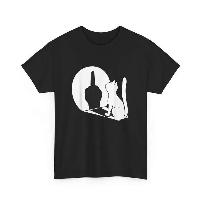 Funny major cat with middle finger T Shirt Black