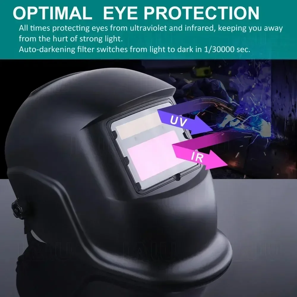 Auto Darkening Welding Helmet with Side View Panoramic 180° Large Viewing True Color Solar Powered Welding Mask