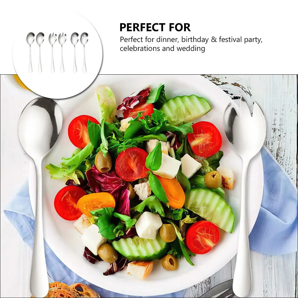 

1 Set Salad Spoon Fork Stainless Steel Flatware Slotted Serving Spoons Sporks Party Dinner Buffet Catering Tableware