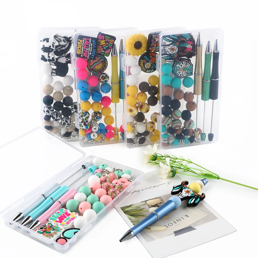 54Pcs/Box Ballpoint Pen DIY Bead Pen Plastic Beading School Office Writing Supplies Stationery Wedding Gift view 5