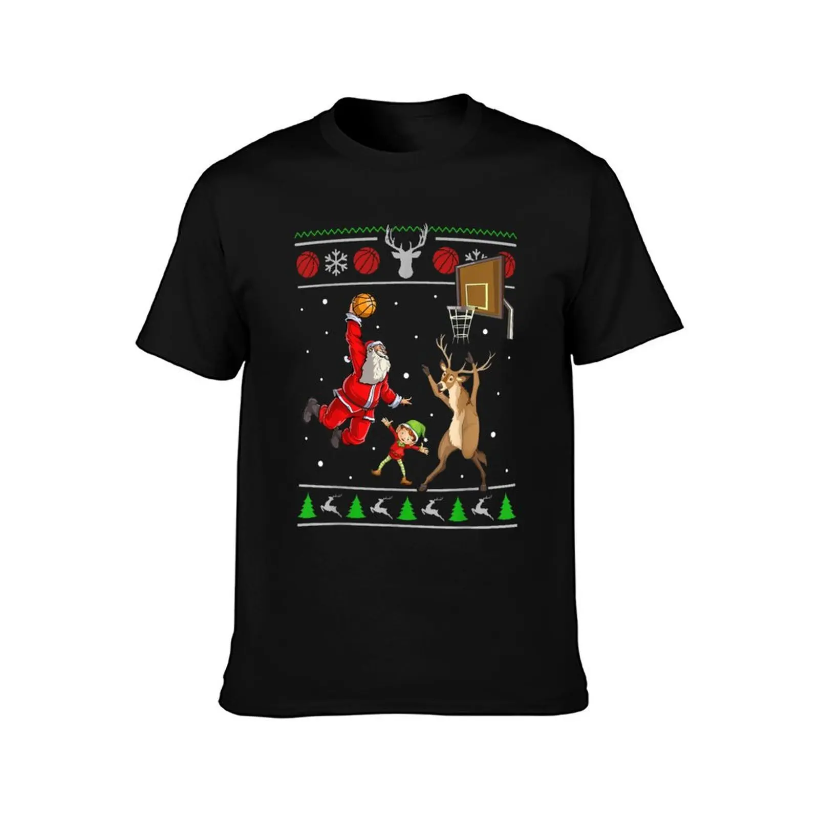 Snowtorious basketball christmas ugly sweater dunking santa T-Shirt Holiday Casual Short Sleeve Top T-Shirt