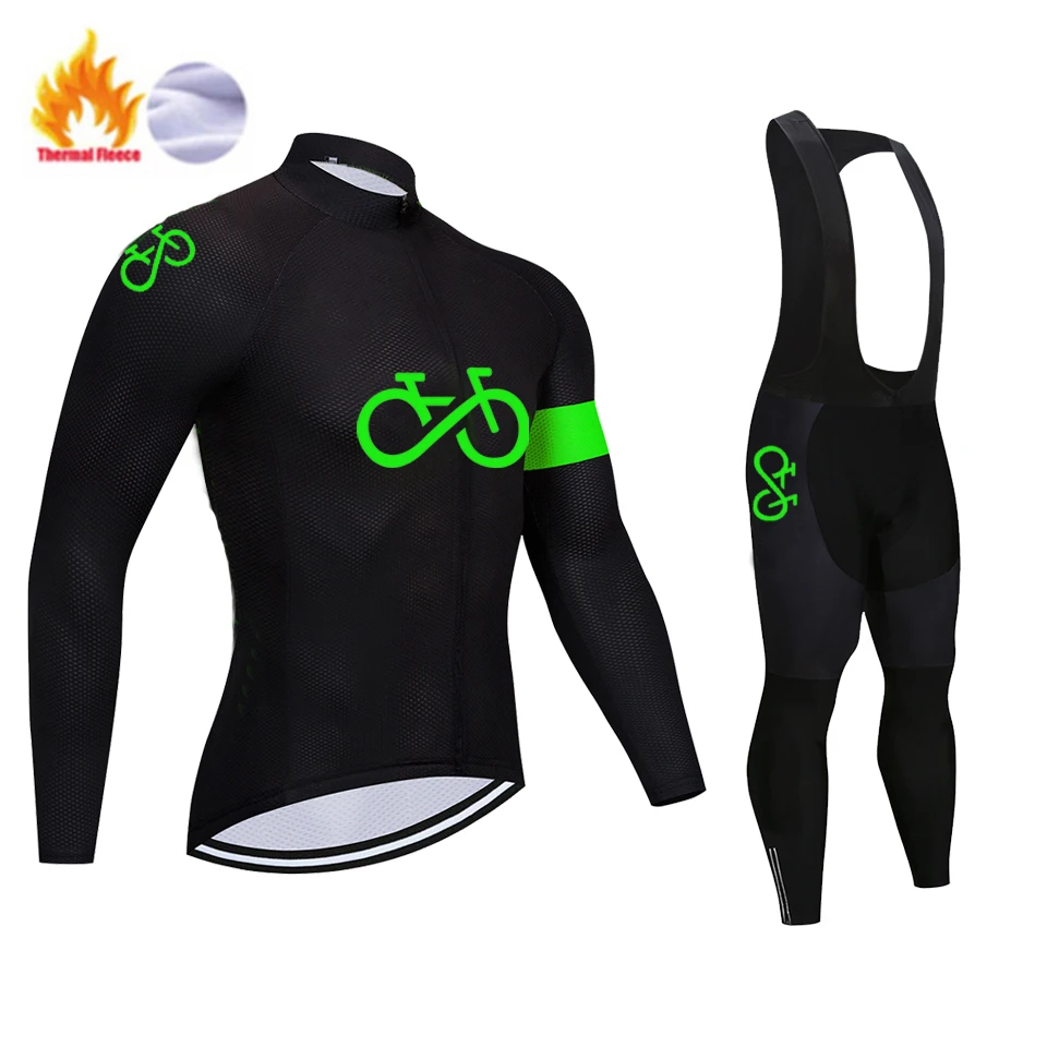 2024 Pro Winter Thermal Fleece Cycling Jersey Sets Long Sleeve Bicycle Clothing MTB Bike Wear Maillot Ropa Ciclismo Cycling Suit