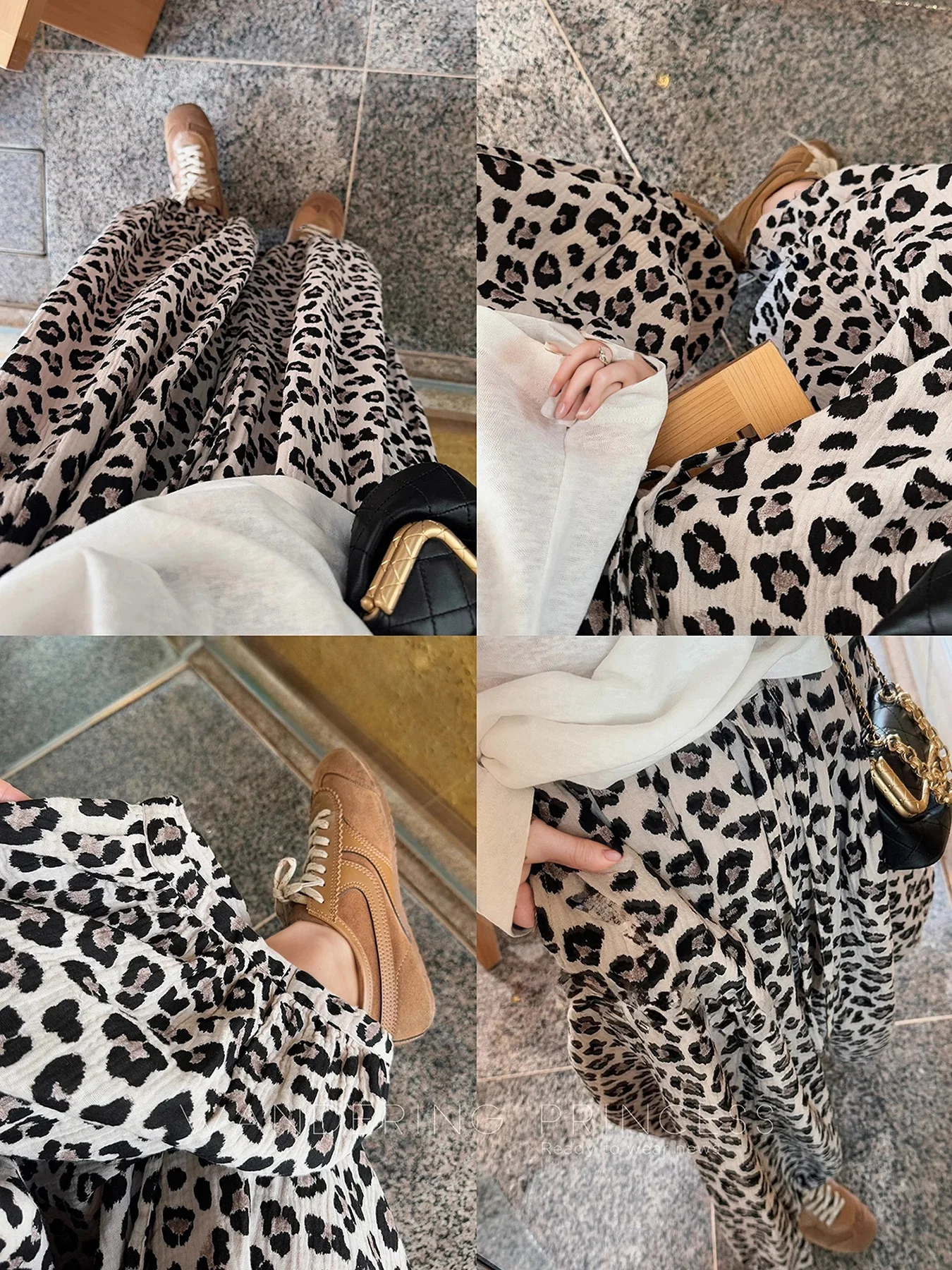 Elastic Waist Leopard Print Casual Loose Harem Trousers for Women