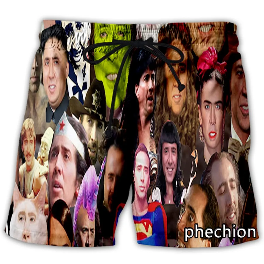 phechion New Men/Women New Unique Fashion Nicolas Cage 3D Printed Casual Shorts Fashion Streetwear Men Loose  Shorts T35