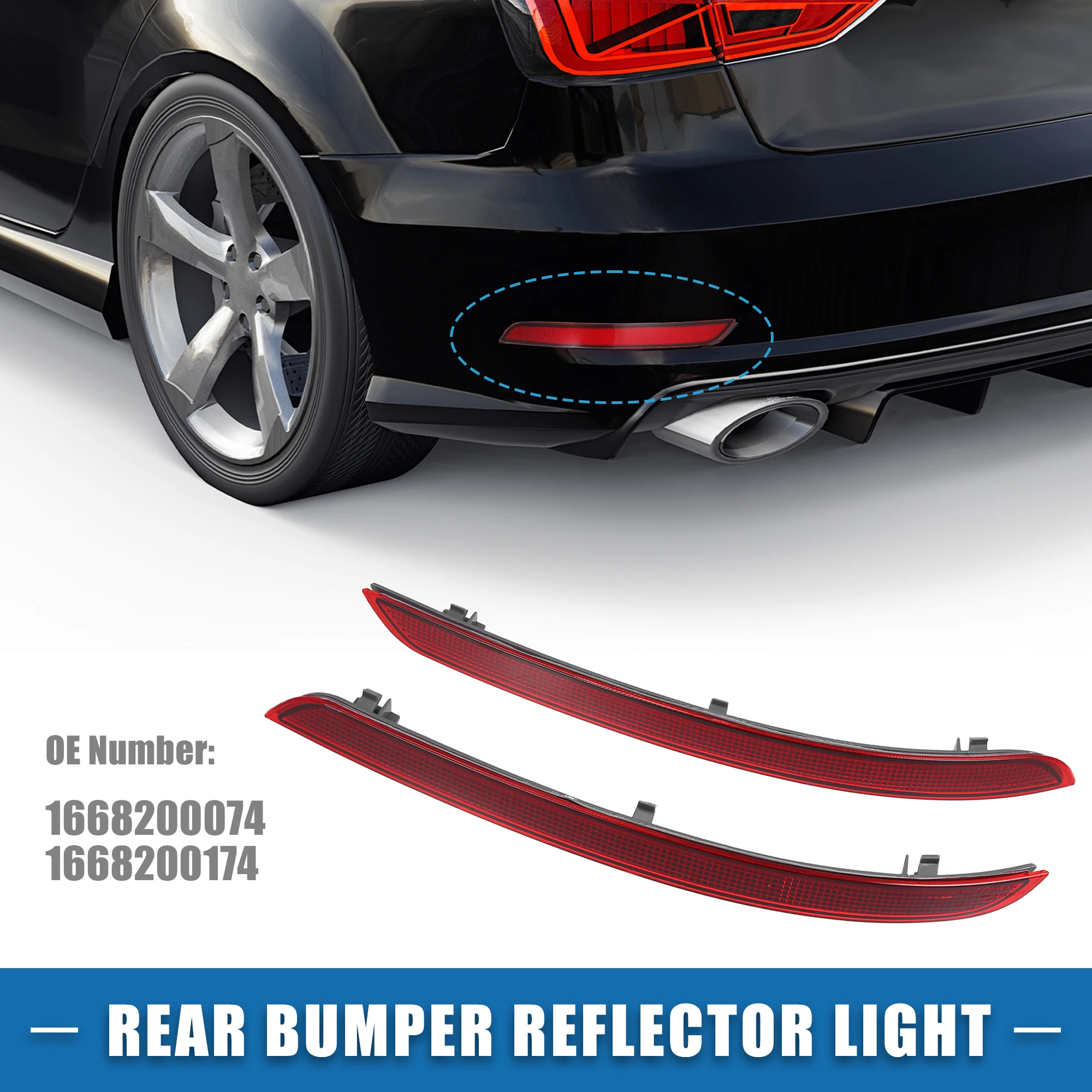 Uxcell Rear Bumper Reflector Light 1668200074 for Mercedes Benz W166 ML350 ML400 ML500 ML550 ML63AMG 2012-2015 ABS Red Gray