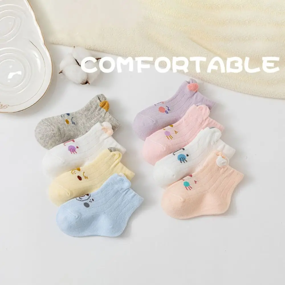 8 paia di calzini in cotone per bambini con orecchie da orso, traspiranti, autunnali, primaverili, per bambini, calzini a tubo corto, gatto, coniglio, simpatici cartoni animati per bambini