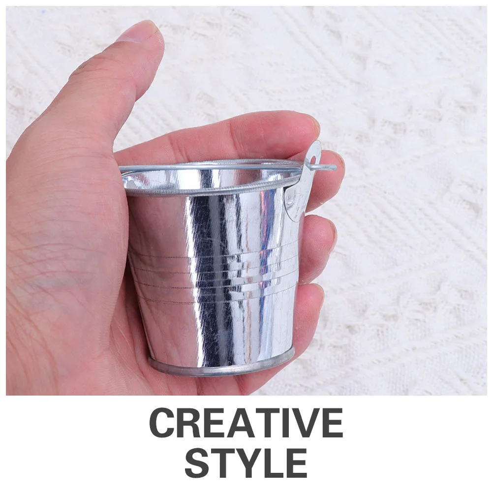 6 قطع من دلاء الحديد الصغيرة أواني الزهور الإبداعية متعددة الأغراض لسطح المكتب دلو صغير تصميم أنيق وبسيط للديكور المنزلي #4