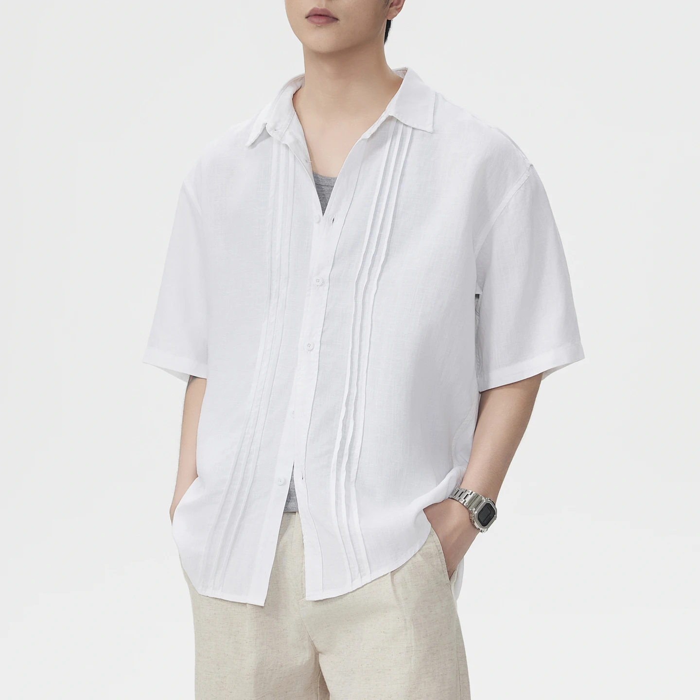 Camisa Masculina de Linho e Al - Summer Clothing Old Money avaliação e preço
