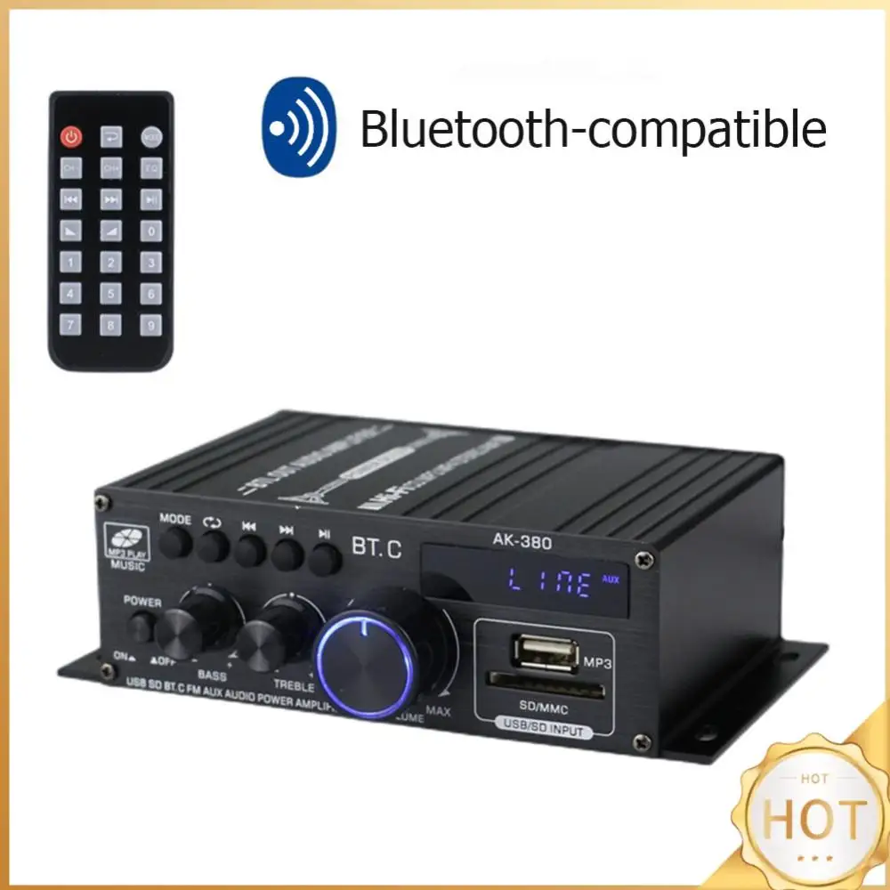 

AK380 Digital Amplifiers Audio 2 Channel Mini Audio Amplifier HIFI Bass 40W+40W Music Player USB AUX Karaoke for Home Car