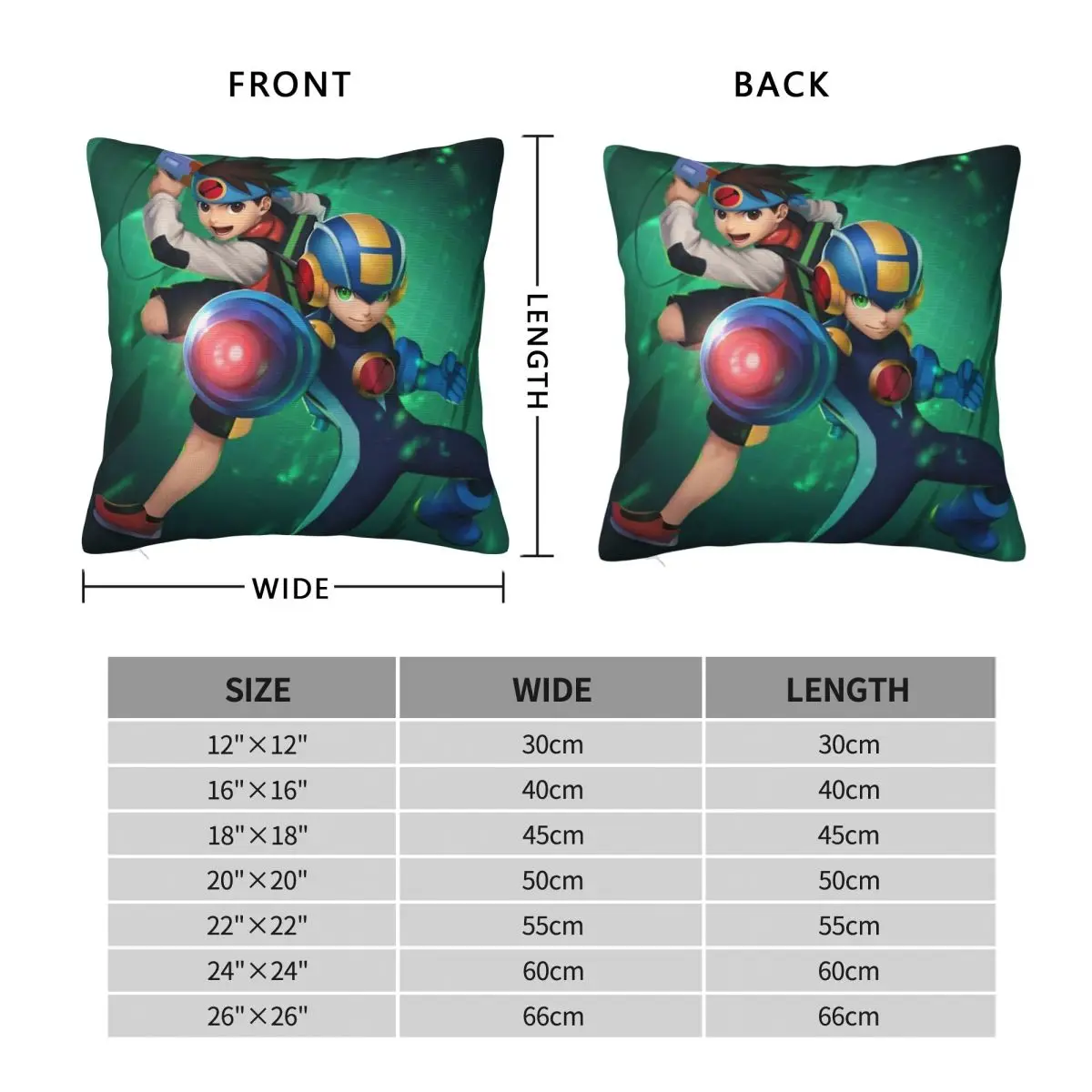 Megaman Exe & Lan Hikari Square Pillowcase Polyester Linen Velvet Creative Zip Decorative Home Cushion Cover