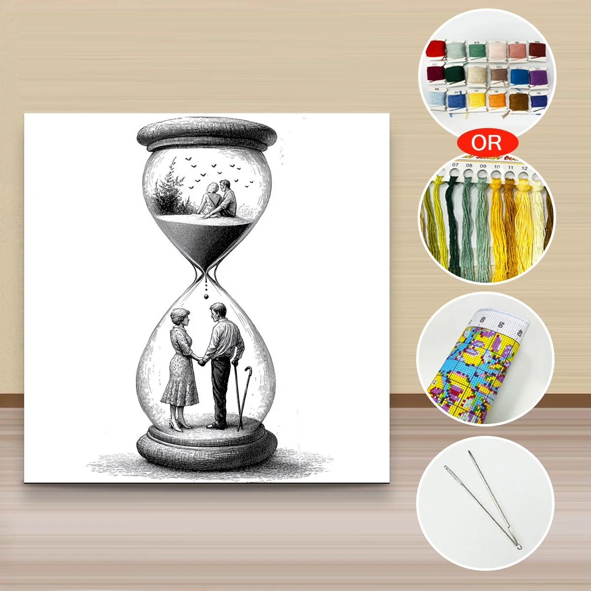 1 Stück 50x50 cm/19,69 Zoll, 11CT/14CT Kreuzstich-Set, DIY-Valentinstagsgeschenk, Stickerei-Set für Feste, Tiermotiv – Detail 4