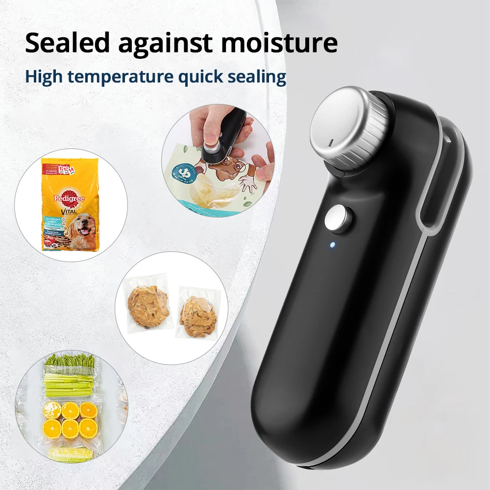 미니 휴대용 가방 열 밀봉기, USB 충전식 휴대용 가열 식품 보관 플라스틱 밀봉 기계 클립, 자석 포함