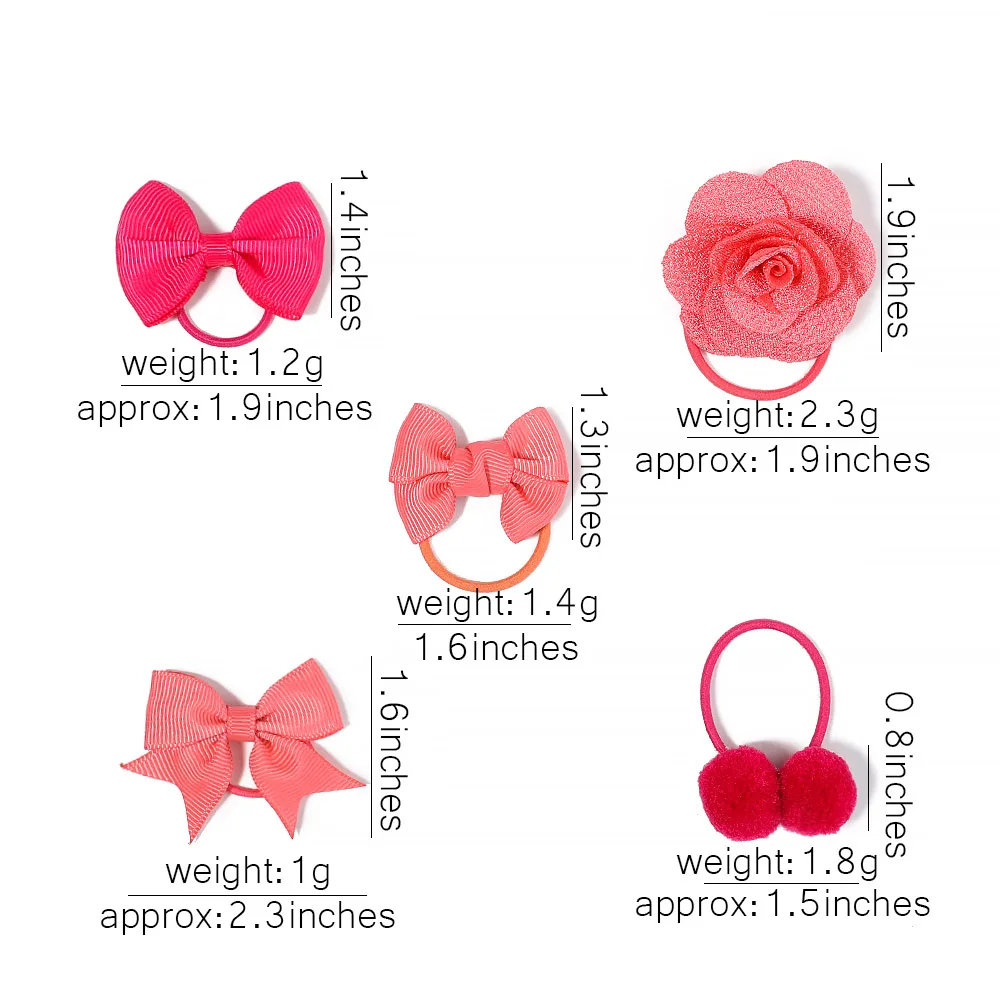 10Pcs/Set Kids Girls Baby Bows Flower Hair Rubber Bands for Children Cute Hair Bands Scrunchies Hair Tie Hair Accessories Gift