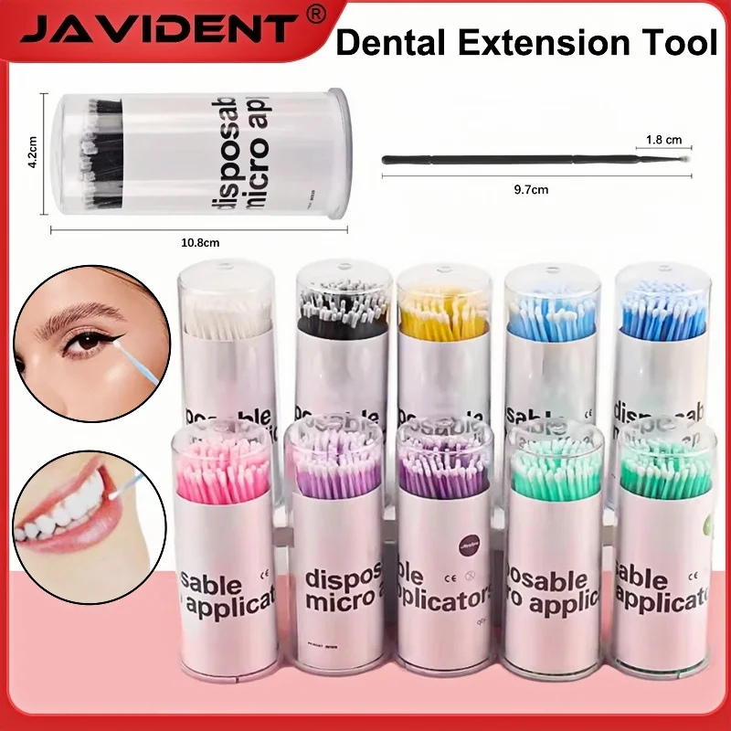 100Pcs Dental Disposable Micro-Swabs Tooth Cleaning Tools Adhesive Mini-Brushes Oral Cosmetic Eyelash Cotton Swabs