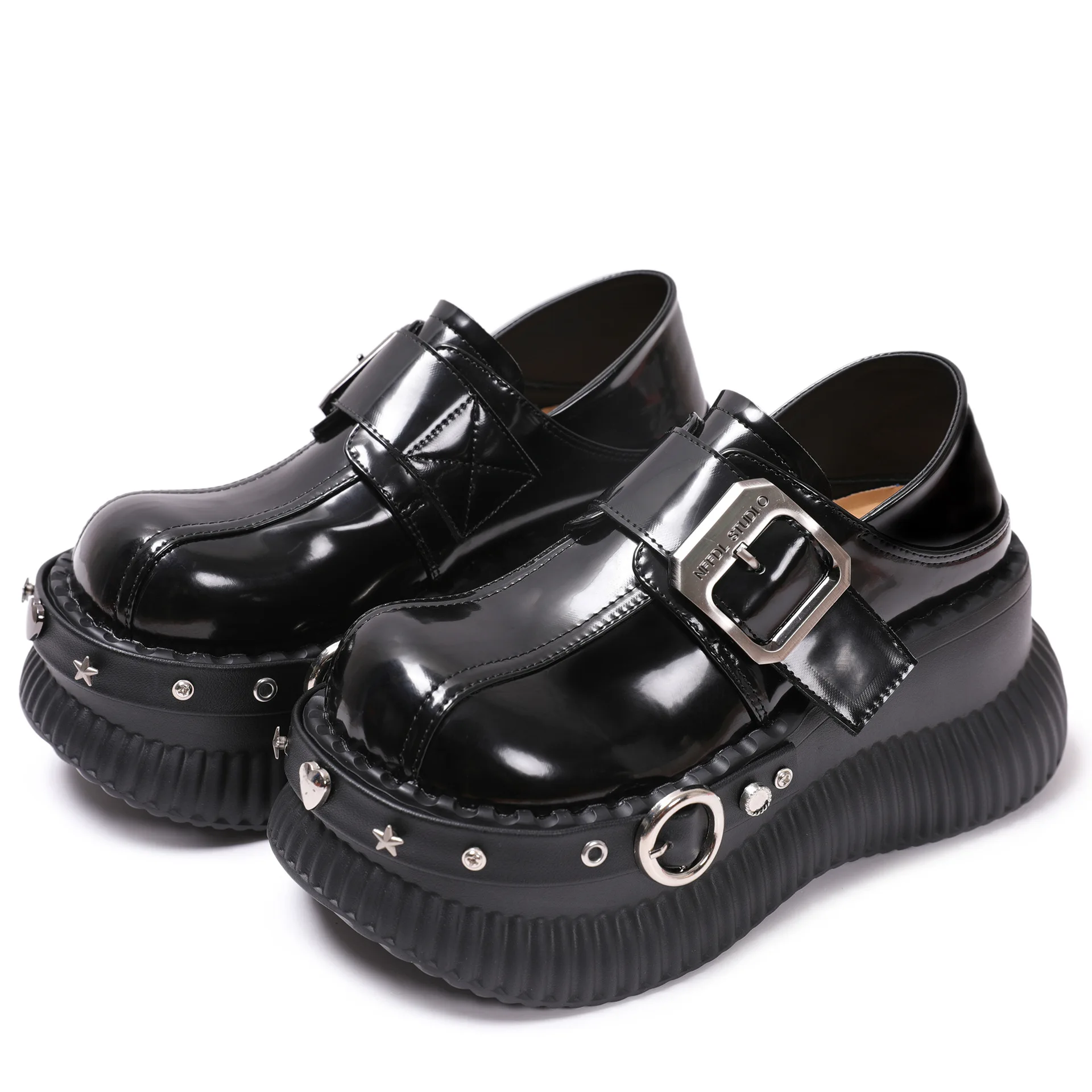 

2025 Сладкие и крутые лоферы на липучке на ветровой платформе, нишевые лоферы